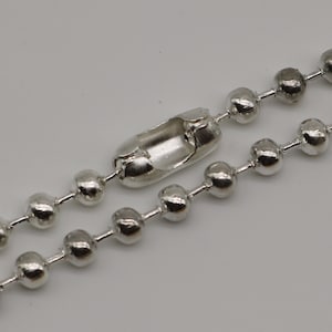 10 pcs of 24 inch Chunky Ball Chain Necklace - Sterling Silver Plated 3.2mm Ball Chain - Dog Tag Military Jewelry - from California USA