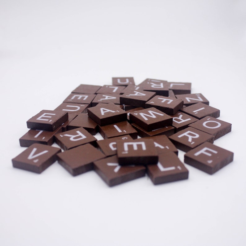 18mm x 20mm Wedding Scrapbook Complete 100 Pcs Set 100 Pcs Wooden Scramble Scrabble Letters Tiles Cinnamon Brown Color Tile