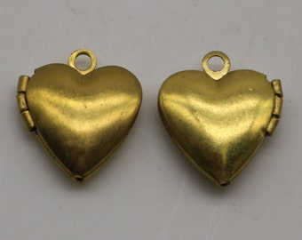 5 pcs Raw BRASS Filigree Locket Plain Heart Pendant Charm Dangle - 13x15mm - Brass Locket Pendant Charm - Ship from California USA - A72