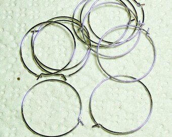 Rhodium Plated Wine Glass Hoops: 25mm Earring Charms 100 pcs - Wholesale Bulk Lot