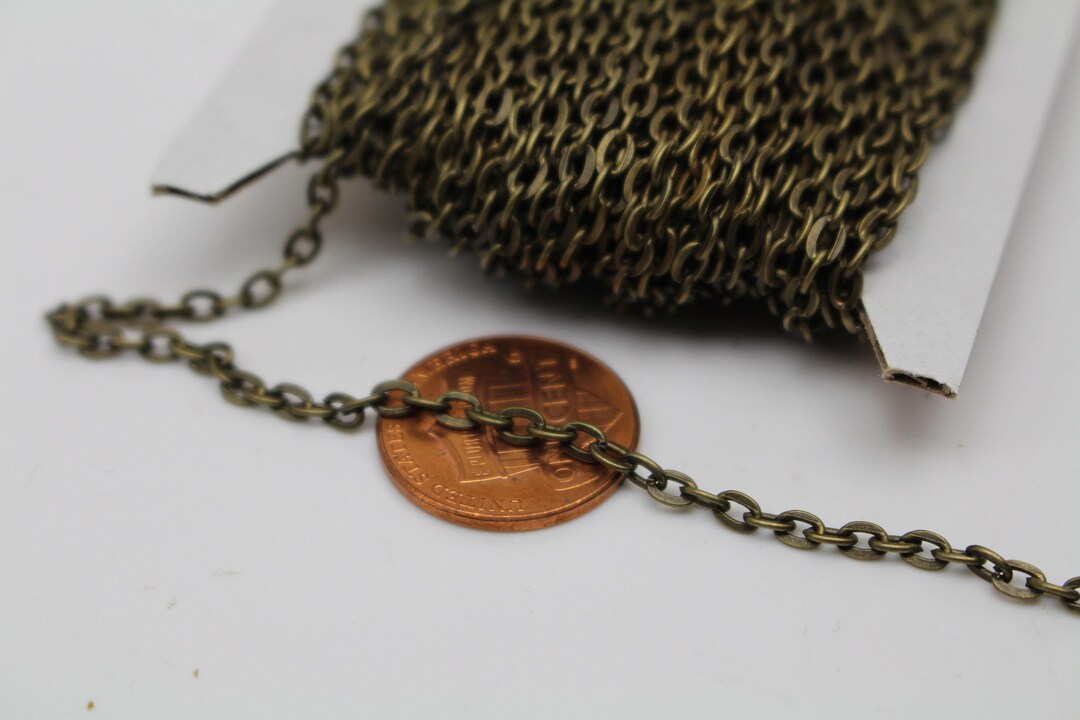 Flat Cable Chain: Antique Brass, Copper, Rhodium - Unsoldered Links - Etsy