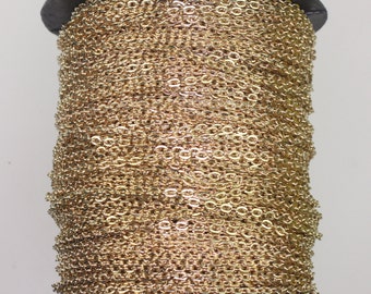 Sample Lot 3 feet Champagne Gold Plated Chain - 2x3mm Unsoldered Link, Flat Cable chain, Chain by the foot, Chain bulk chain from USA