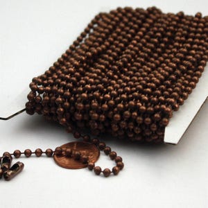 3.2mm Chunky Ball Chain: Antique Brass Finish, with 5 Connectors, 3 Feet