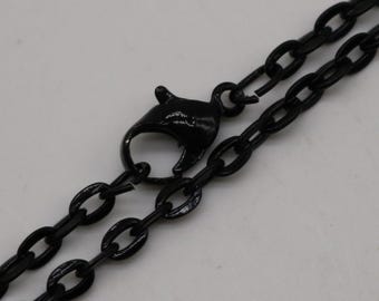 Black Finish Plated Flat Cable Chain Necklaces with Lobster Clasp (24 inch, 3x4mm), 20 pcs