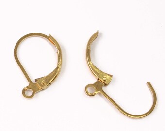 RAW Brass Leverback Earrings earwire 10X16mm, Multiple Quantity Options
