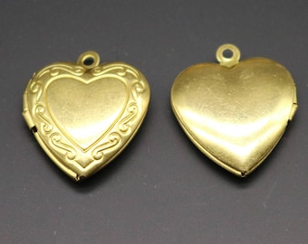Rohe Messing filigrane Medaillon Herz in Herz Anhänger Charme baumeln - 20 x 20 mm - Messing Medaillon Anhänger Charme -Schiff Kalifornien USA - A3