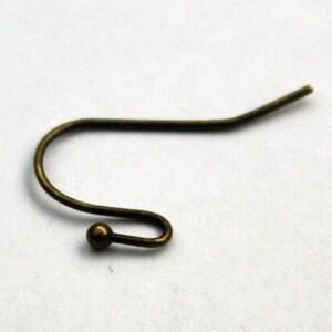 Antique Brass Finish Ball End Ear Wires: French Hook Style, 20x13mm 50 pcs - Bulk Pack