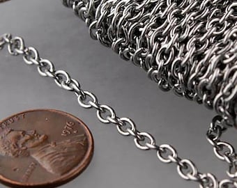 Niet-aanslagvrije chirurgische roestvrijstalen kabelketting: 4,1 x 3,2 mm ongesoldeerde schakel 10 voet