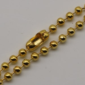 50 pcs of 24 inch Chunky Ball Chain Necklace - Gold Plated 3.2mm Ball Chain Necklace - Dog Tag Military Jewelry - from California USA