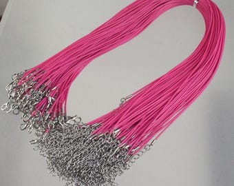 Roze katoenen kettingkoord: verstelbare gerhodineerde sluiting (18-20 inch)