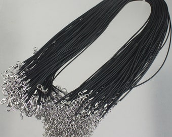 1/5/10/25/50/100pcs 1.5mm/2.0mm 18-20 inch adjustable compressed HIGH quality cotton quality necklace cord - BLACK