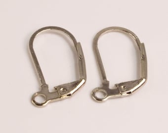 Accesorios para pendientes con cierre de palanca chapados en rodio: 50 piezas, 10,5 x 19 mm