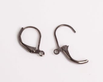 Gunmetal Finish Leverback Earrings earwire 10X15mm, 50 pcs