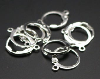 Componentes para pendientes con cierre de palanca, chapados en plata de ley: 12 x 9 mm, 30 unidades.