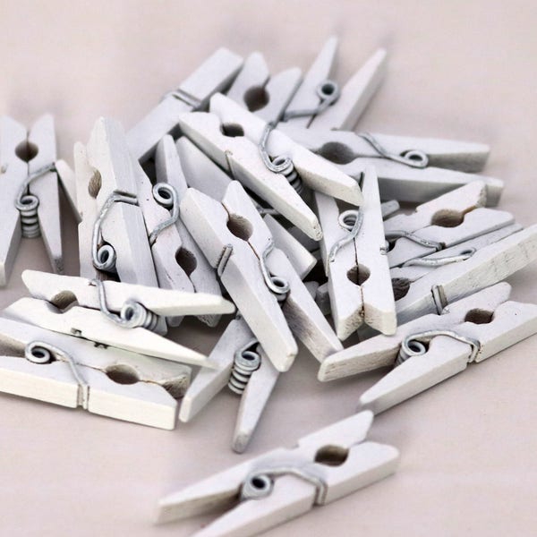 100 pcs 1 1/8" 30mm blanc bois pince en bois - artisanat épingles à linge - pour Scrapbooking aimants - expédier de la région de la baie de Californie USA