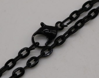 20 pcs of 24 inch Flat Cable Chain Necklace With Lobster Clasp - Black Plated - 3x4mm Link - Ship from California USA