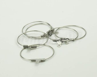 Créoles en acier inoxydable 316L avec perles 20 mm