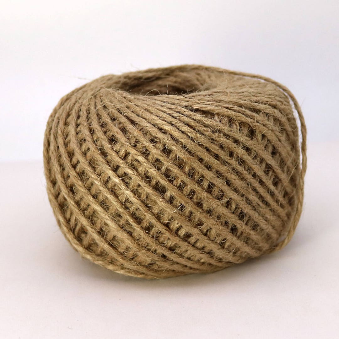 50 Yds Natural / Brown Twisted Jute Twine 2.5mm 3 Ply Premium Twine