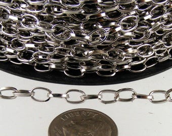 Cadena de acero revestido con cable de hierro estirado: Fabricación de joyas DIY (6,3 x 3,5 mm) 50 pies - Bobina a granel