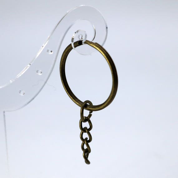 100 Pcs LARGE Keychain Ring With Extension Chain Antique Etsy