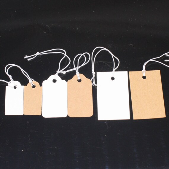 White Paper Jewelry Tags With String - 5/8 X 15/16 Inch Price Tags (100 Pack) - View #11