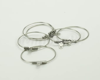 Créoles en acier inoxydable 316L avec perles 20 mm