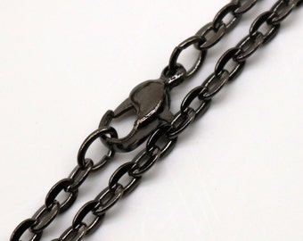 20 pcs of 24 inch Flat Cable Chain Necklace With Lobster Clasp - Gunmetal Plated - 3x4mm Link - Ship from California USA