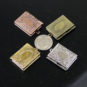 Book Locket Pendant Charm - Antique Style (20x27mm)