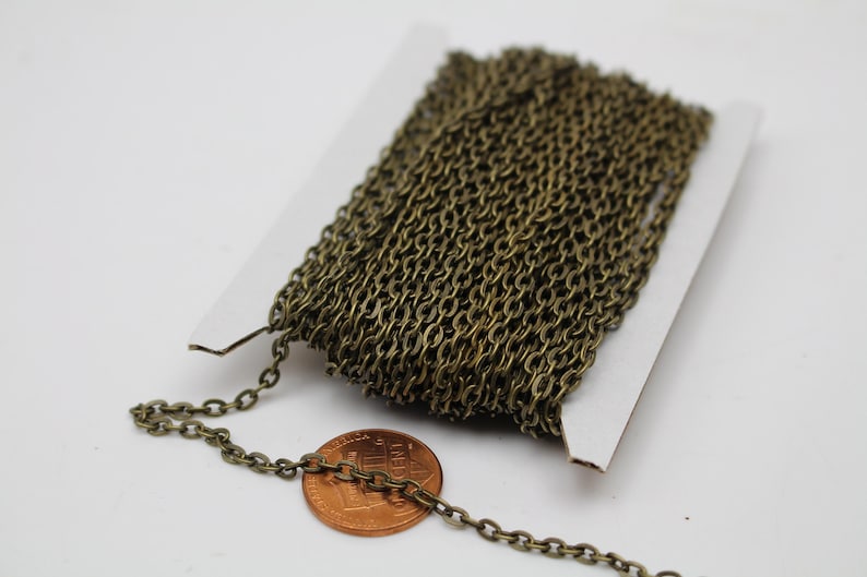 Flat Cable Chain: Antique Brass, Copper, Rhodium - Unsoldered Links - Etsy