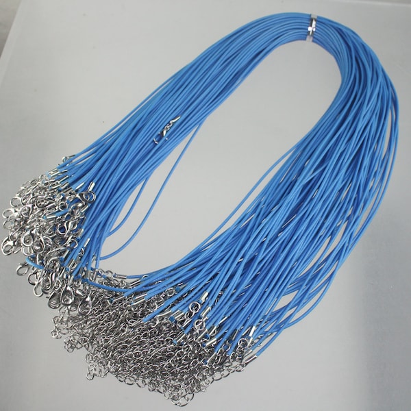 1/5/10/25/50/100pcs 1.5mm/2.0mm 18-20 inch adjustable compressed HIGH quality cotton quality necklace cord - BLUE