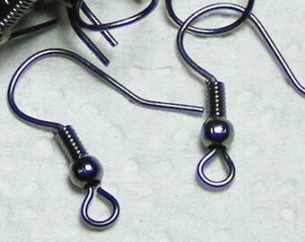 Non Tarnish Gunmetal Finish Fish Hook Earwires: Iron Earring Findings (19x17mm) 100 pcs - Wholesale Bulk Lot