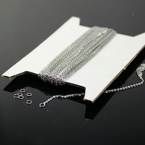 Cadena de acero inoxidable 316L: eslabón soldado de 0,8 mm, eslabón soldado microplano, 100 pies (carrete a granel)