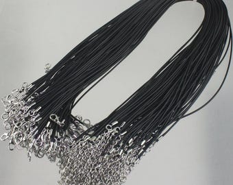 Cordoncino per collana in cotone: finitura nera, lunghezza regolabile (1,5 mm e 2 mm, confezioni sfuse)