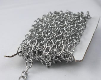 Roestvrijstalen kabelketting: dikke ongesoldeerde ketting, 8 x 6 mm 30 voet