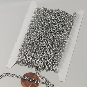 Surgical Stainless Steel Cable Chain:, 4.9x3.8mm 10 feet