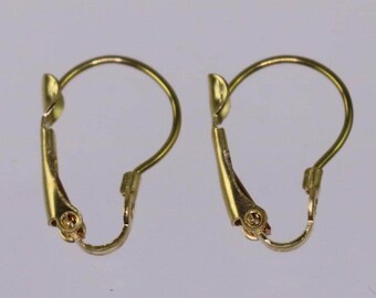 Pendientes de latón crudo con cierre de palanca de bronce - 16 x 11 mm, 50 unidades
