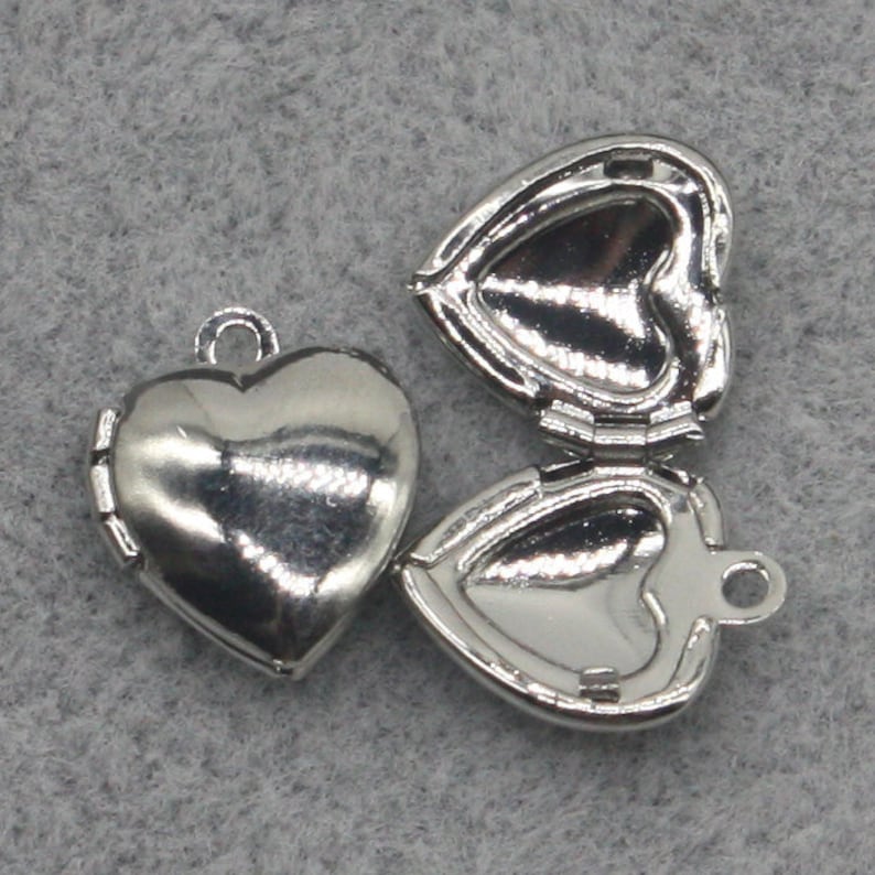 10 pcs Rhodium Plated Filigree Locket Plain Heart Pendant Charm Ship from California USA Brass Locket Pendant Charm 10x12mm A43