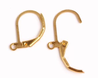 Gold Plated Leverback Earrings earwire 10X16mm, 50 pcs