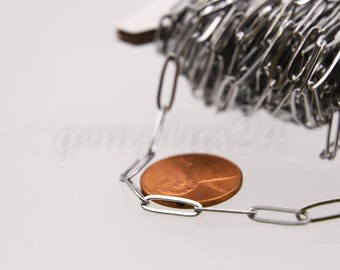 Cadena de acero inoxidable para sujetar papel - 3,5 x 11,5 mm, acero quirúrgico 316L, eslabón soldado - STREC35115 - Carrete a granel