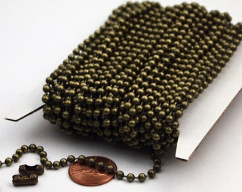 32 feet Antique Brass/Copper/Rhodium/Gunmetal/Champagne Gold/Black Big Chunky Ball chain - 3.2mm -  with 50 Pcs FREE Connector