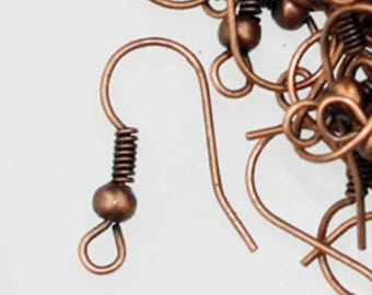 Copper Plated fish Hook with spring and ball Earwire 19X17mm 100 pcs - Wholesale Bulk Lot