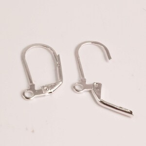 Sterling Silver Plated Lever Back Earring Findings: 50 Pcs, 19mm Long