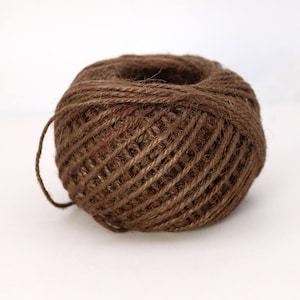 50 Yds - Dark Brown Twisted Jute Twine - 2mm 2 Ply Premium Twine - Craft Bulk String Rope Cording - Gift Wrap, Packaging - Ship from USA -1