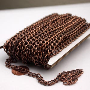 Antique Copper Plated Finish Curb Chain: Chunky Iron Jewelry Link (5.5x8.0mm) 5 feet
