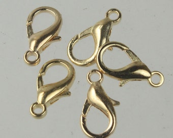 100 pcs 16x8mm Gold Plated extra LARGE 16mm 5/8 inch lobster claw clasp - Ship from California USA