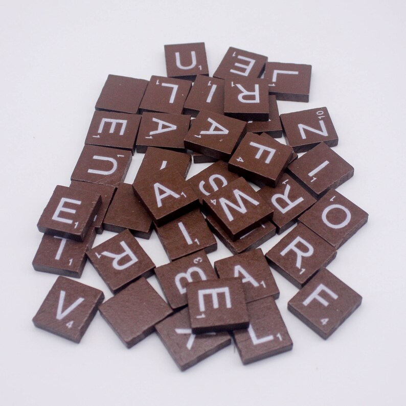 18mm x 20mm Wedding Scrapbook Complete 100 Pcs Set 100 Pcs Wooden Scramble Scrabble Letters Tiles Cinnamon Brown Color Tile