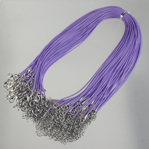 1/5/10/25/50/100pcs 1.5mm/2.0mm 18-20 inch adjustable compressed HIGH quality cotton quality necklace cord - Light Purple