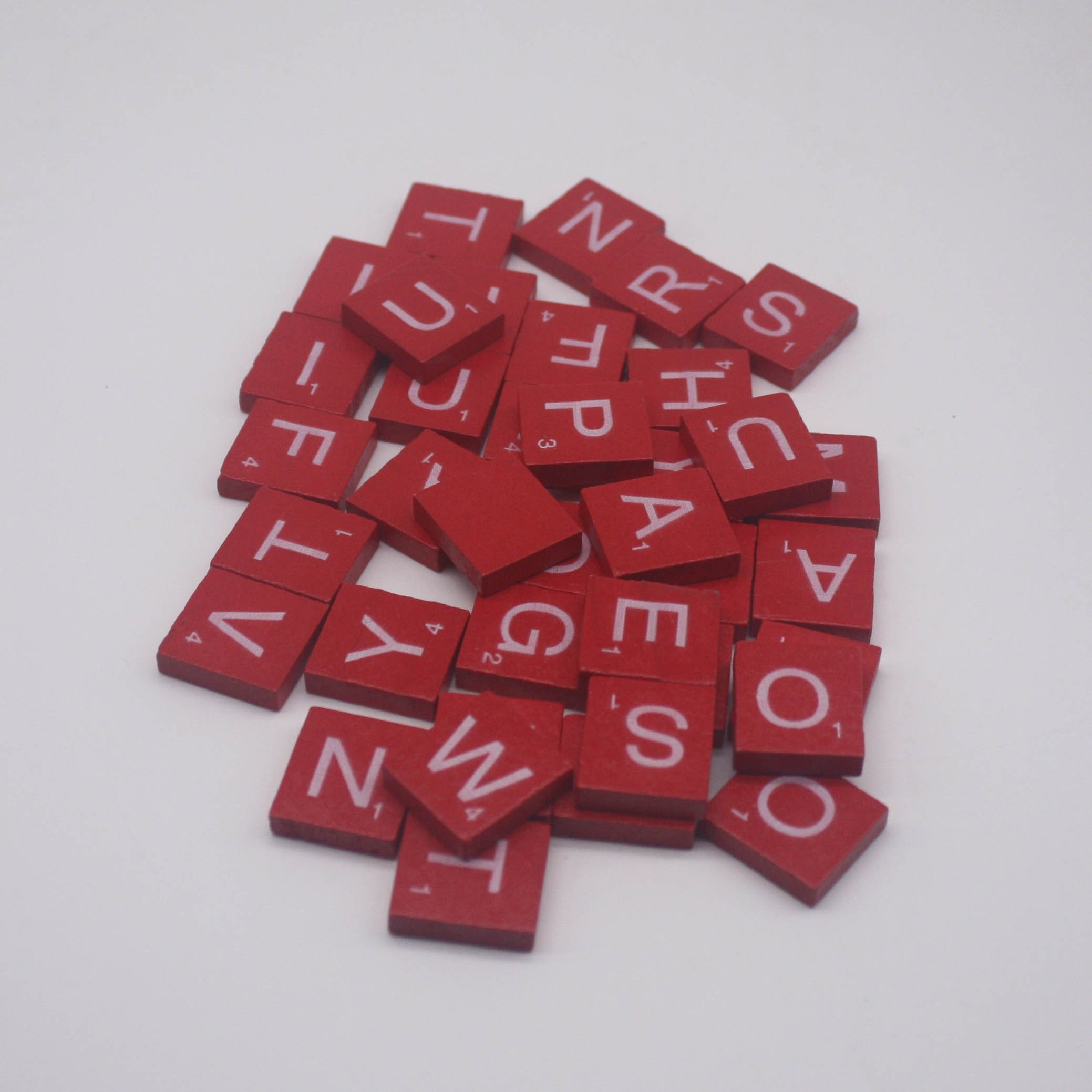 100 Pcs Wooden Scramble Scrabble Letters Tiles RED Color Etsy