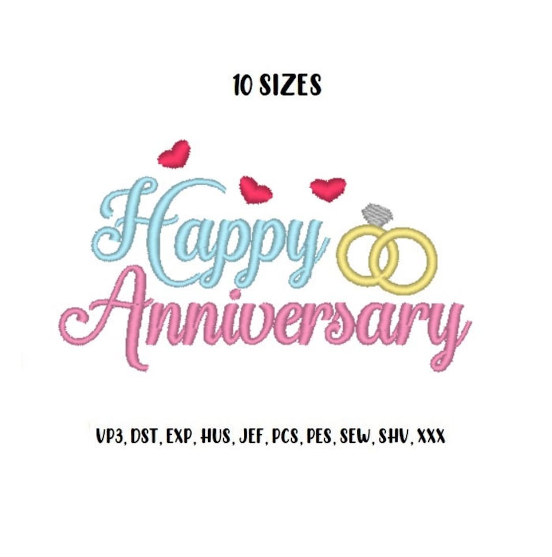 Happy Anniversary Machine Embroidery Design, Wedding Embroidery
