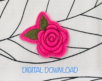 Rose feltie embroidery design, In the hoop rose feltie embroidery design, Rose flower feltie embroidery designs, feltie file, ITH design